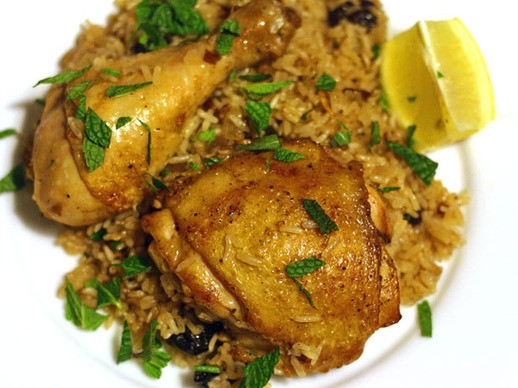 Chicken and rice with almonds and dried cherries