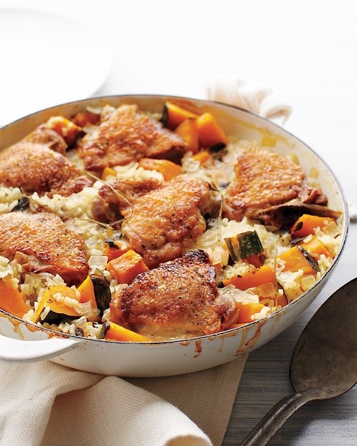 Chicken and rice with kabocha squash