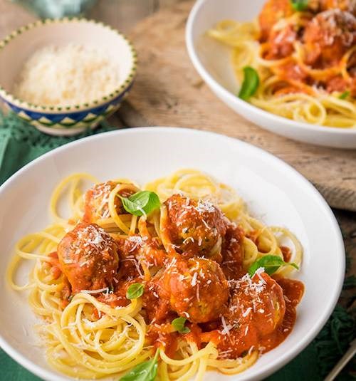 Chicken and ricotta meatballs in tomato sauce