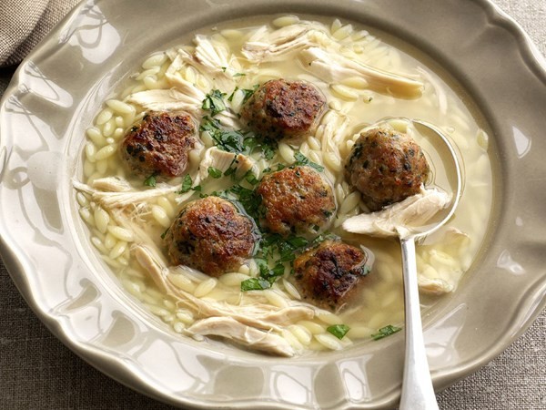 Chicken and risoni with herbed meatballs