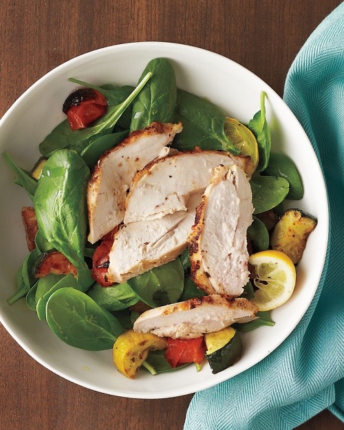 Chicken and roasted vegetable salad