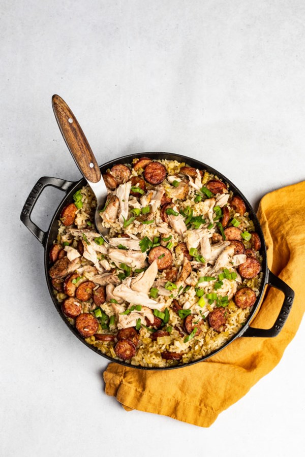 Chicken and sausage Cajun jambalaya