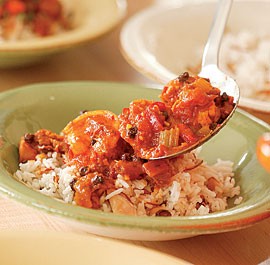 Chicken and shrimp ragoût with curry spices