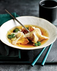 Chicken-and-shrimp wonton soup with lemongrass broth