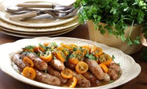 Chicken and tarragon sausages with cumquats