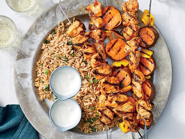 Chicken and vegetable kebabs