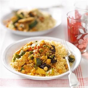 Chicken and vegetable tagine with lemon couscous