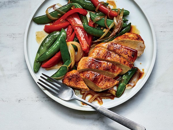 Chicken and vegetables with coconut water