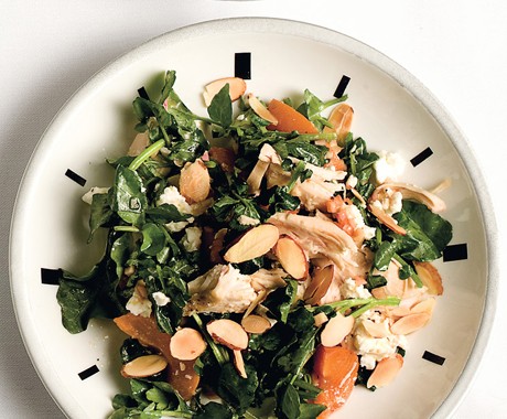 Chicken and watercress salad with almonds and feta