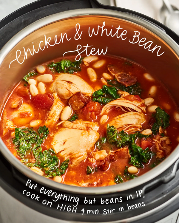 Chicken and white bean stew with tomatoes and kale