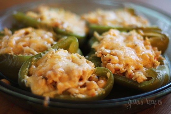 Chicken and white bean stuffed peppers