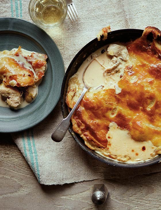 Chicken and wild mushroom frying pan pie