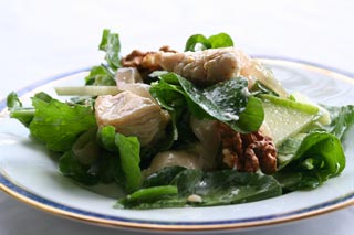 Chicken apple arugula goat cheese salad