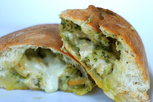 Chicken artichoke pesto calzones