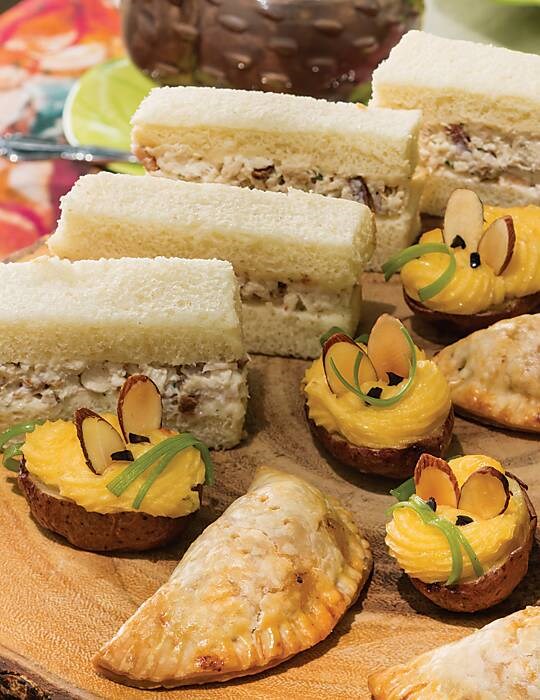 Chicken, bacon, and ranch tea sandwiches