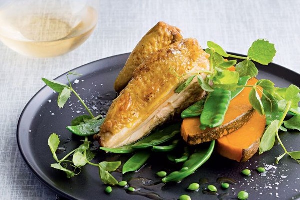 Chicken baked in a pumpkin