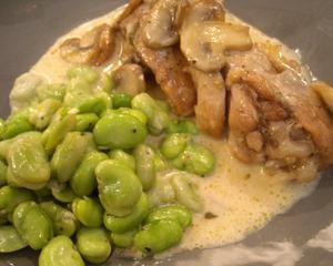 Chicken baked with mushrooms and marjoram
