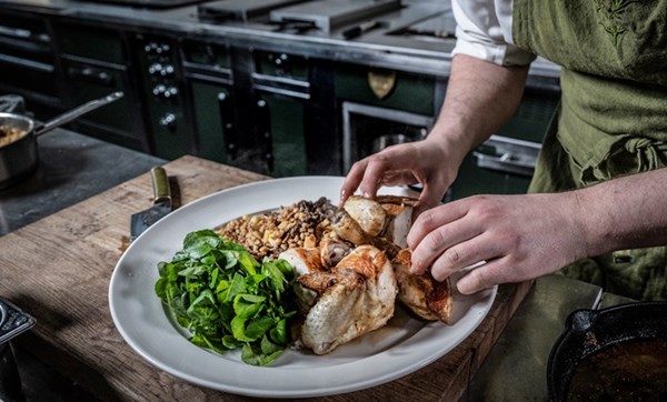 Chicken, barley and morels