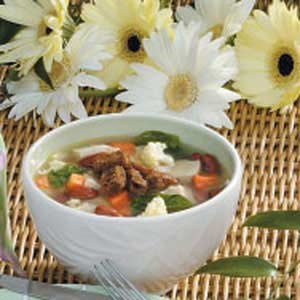 Chicken bean pasta soup