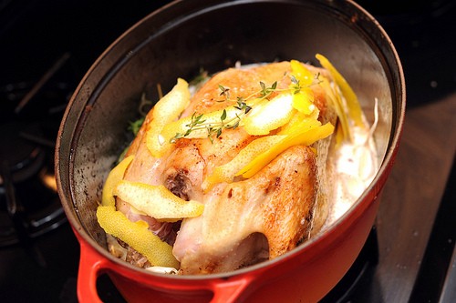 Chicken braised in milk