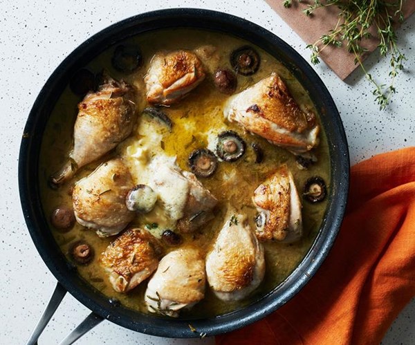 Chicken braised in white wine with mascarpone