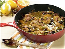 Chicken braised with olives and dates 