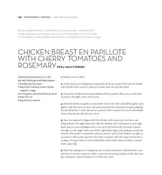Chicken breast en papillote with cherry tomatoes and rosemary