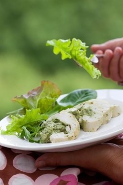 Chicken breast stuffed with garden herbs
