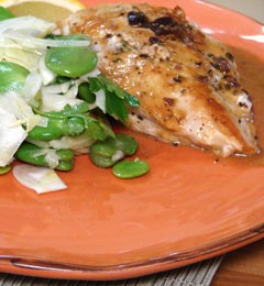 Chicken breasts stuffed with goat cheese and olives