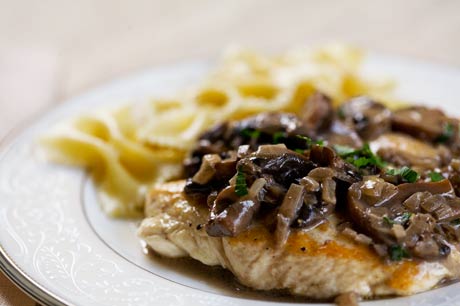 Chicken breasts with mushroom sage sauce