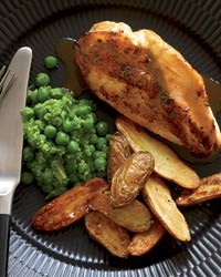 Chicken breasts with potatoes and mashed peas