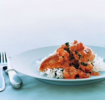 Chicken breasts with rock-shrimp sauce