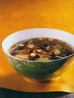 Chicken broth with cabbage dumplings