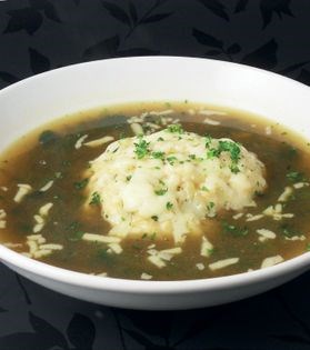 Chicken broth with dumplings
