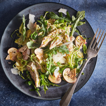 Chicken, Brussels sprouts & mushroom salad