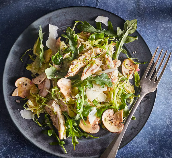 Chicken, Brussels sprouts & mushroom salad