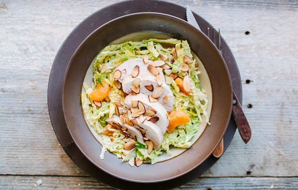 Chicken, cabbage, and tangerine salad (with sesame-miso vinaigrette)