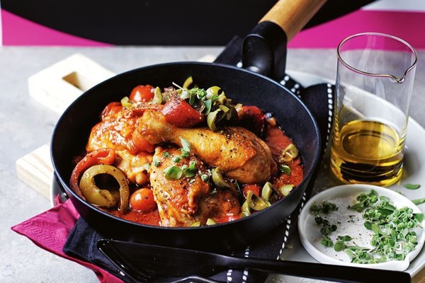 Chicken cacciatore with peperonata