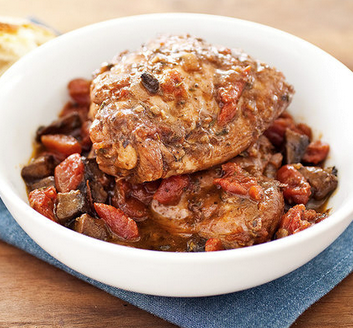 Chicken cacciatore with portobello mushrooms and sage