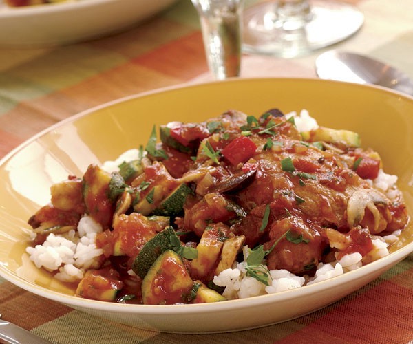 Chicken cacciatore with sautéed mushrooms & zucchini