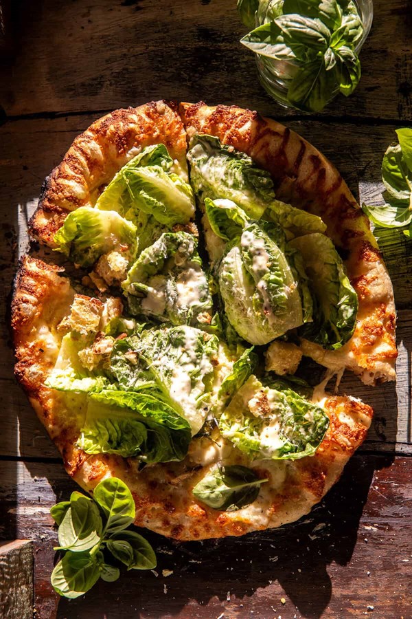 Chicken Caesar salad pizza