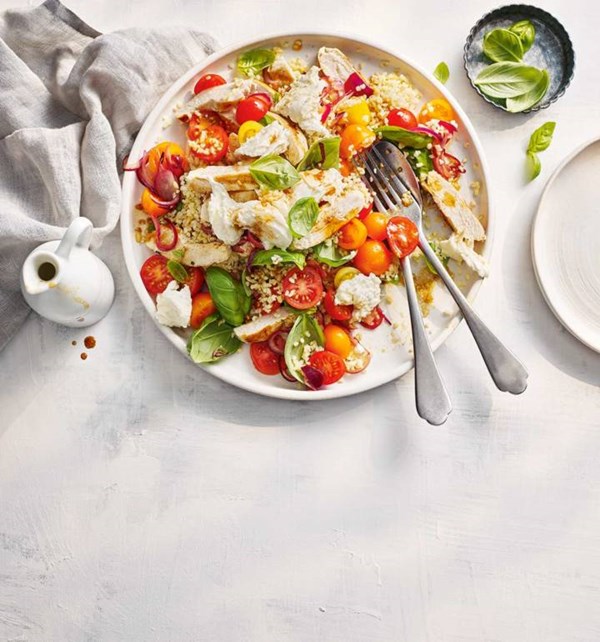 Chicken Caprese grain bowl