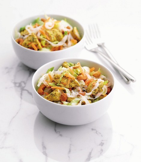 Chicken, cashew and rice noodle salad