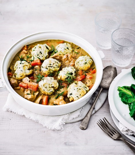 Chicken casserole with tarragon dumplings