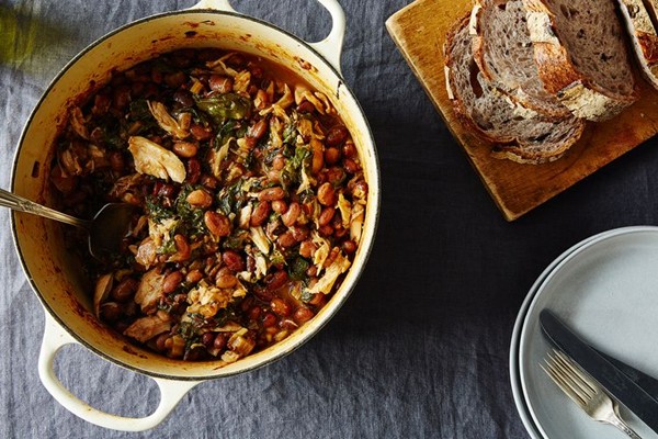 Chicken, chard, and cranberry bean stew