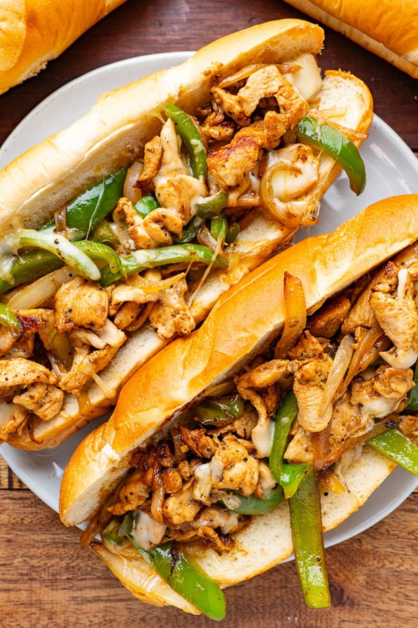 Chicken cheese steak sandwiches
