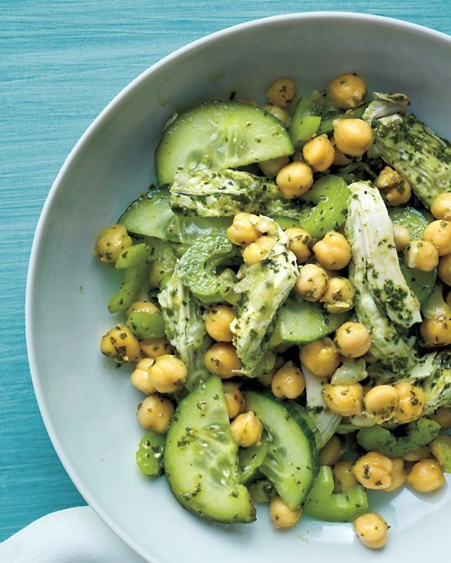 Chicken, chickpea, and pesto salad