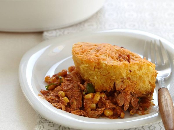 Chicken-chili tamale pie