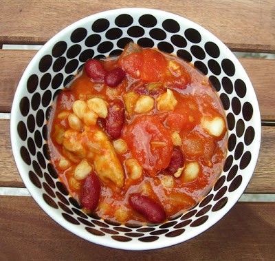 Chicken chili with hominy