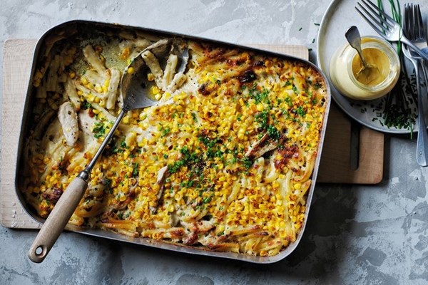 Chicken, chive and creme fraiche mac 'n' cheese